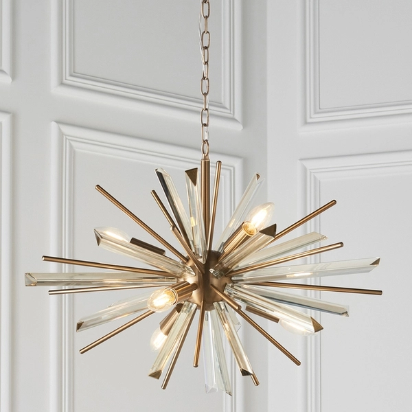 Lampa zwisowa na łańcuchu L&-181936 Light& gwiazda hampton mosiądz