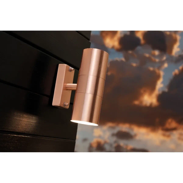 Naścienna lampa elewacyjna Tin 21279930 góra-dół tubka IP54 miedziany