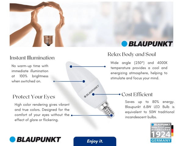 Ledowa żarówka Blaupunkt E14-7W-NW 6,8W płomykowa biała