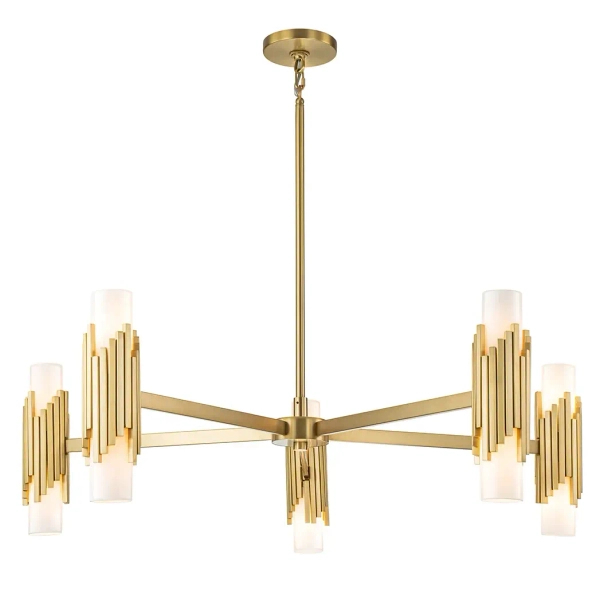 Lampa wisząca glamour Marvele MARVELE10-AB-OPAL tubki mosiądz