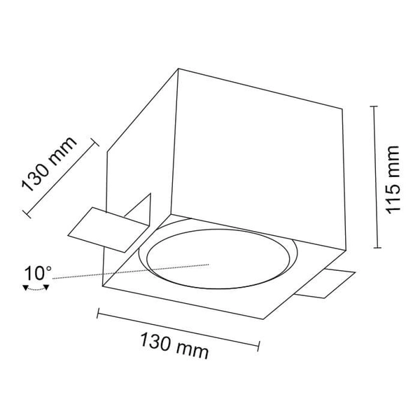 Wpust LAMPA sufitowa YATOMI 3330 Shilo podtynkowa OPRAWA kwadratowa OCZKO regulowane czarne