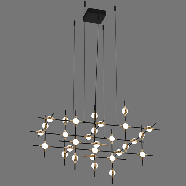 LAMPA wisząca PROVENZA MD18001067-30A BG Italux designerska OPRAWA metalowa LED 72W 3000K zwis pręty czarne złote