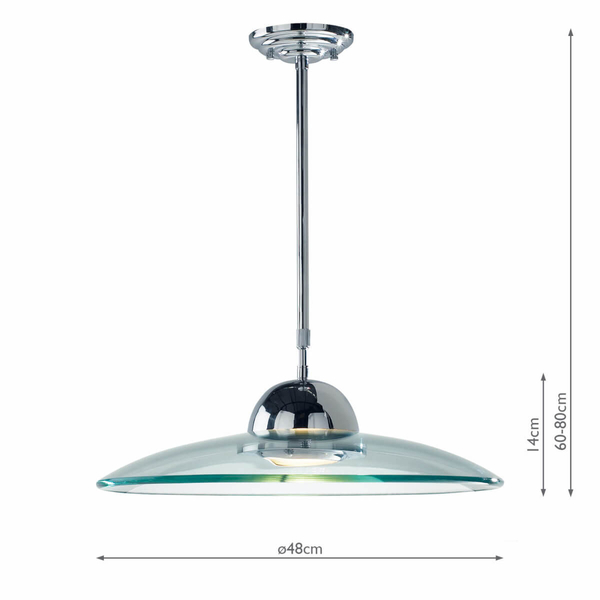 Szklana lampa wisząca Hemisphere HEM8650 Dar Lighting kapelusz chrom