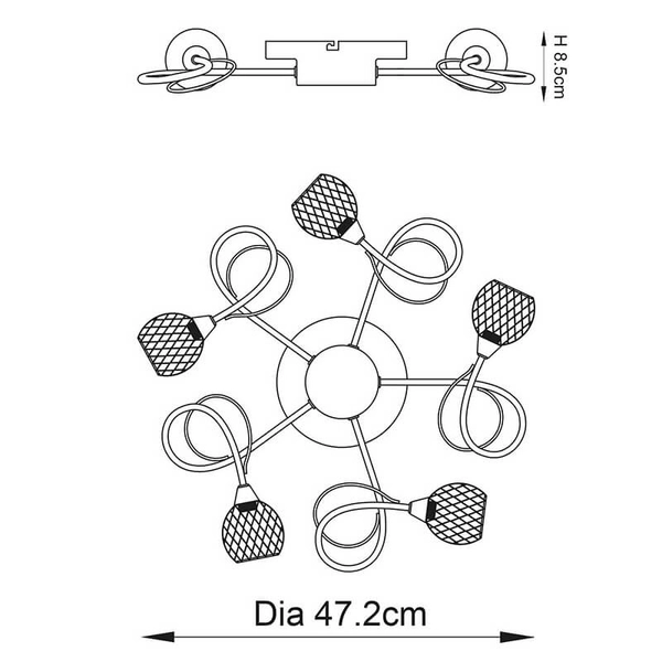 Szklana lampa sufitowa Aherne 73757 koraliki mosiądz przezroczysty