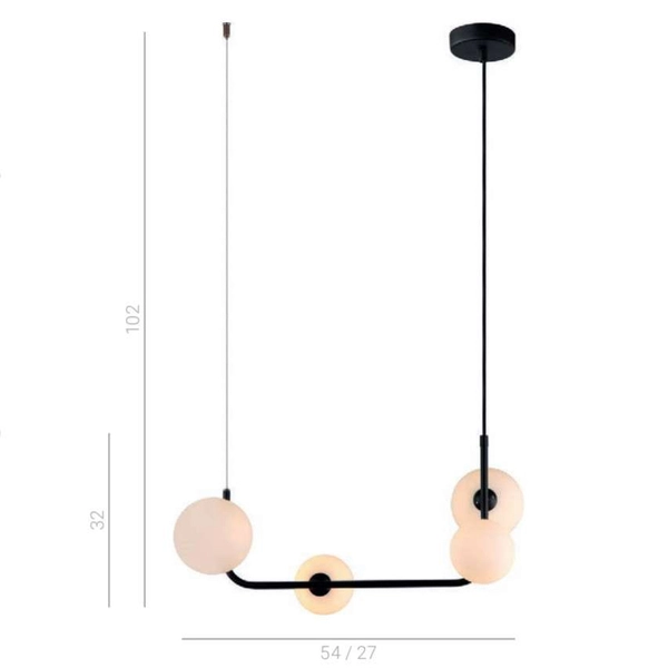 LAMPA wisząca FERRAND MDM-4123/4 BK Italux szklana OPRAWA zwis kule balls molekuły czarne białe