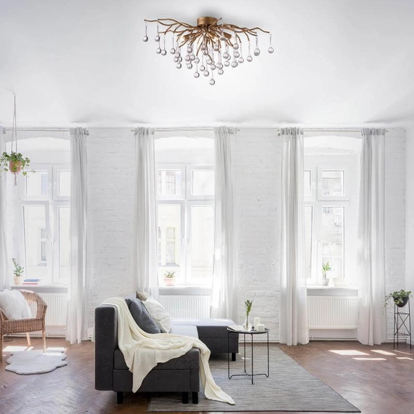 Sufitowa lampa glamour Icicle crystal nad stolik mosiądz