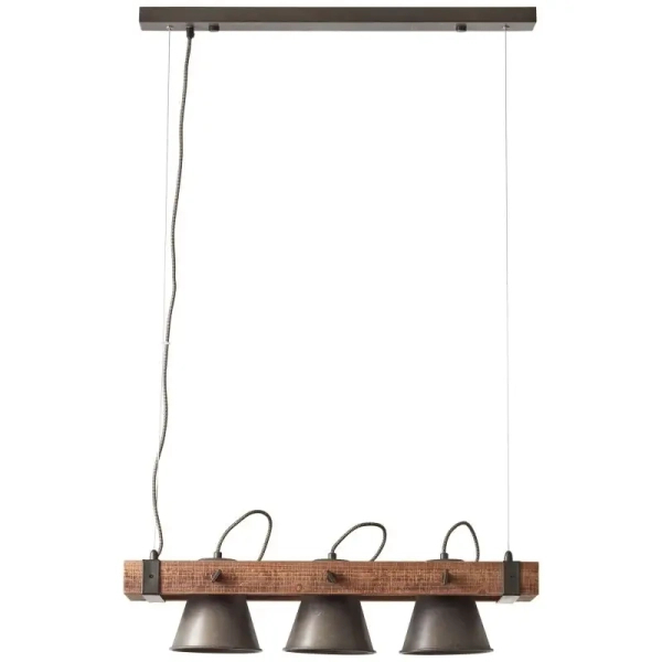 Potrójna lampa wisząca Plow 82173/46 loftowa drewniana czarna