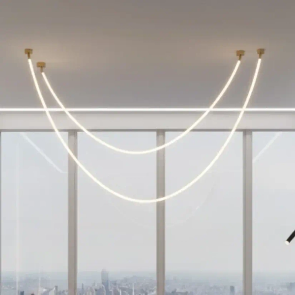 Lampa wisząca SNAKE MD1021-3 biała złota metal PVC LED 45W 3000K 3M wąż ledowy do salonu