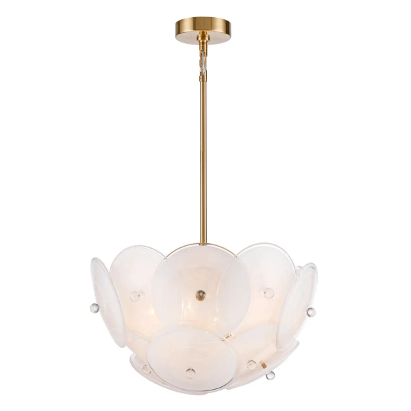 Lampa sufitowa/wisząca art deco ARDEN mosiężna metalowa szklana 6xE14 do salonu P06255BR