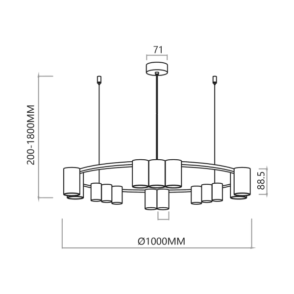 Wisząca lampa tuba GENESIS ML0377 podłużna metalowa biała