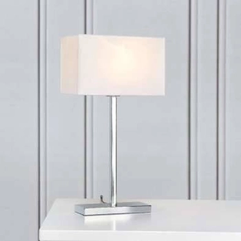 Stojąca LAMPA stołowa SAVOY 106305 Markslojd prostokątna LAMPKA abażurowa na biurko chrom biała