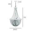 Wisząca lampa vintage glamour Roma p04543bk Cosmolight metal czarna
