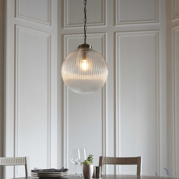 Kulista lampa wisząca Brydon 71124 Endon rustykalna mosiądz przezroczysta