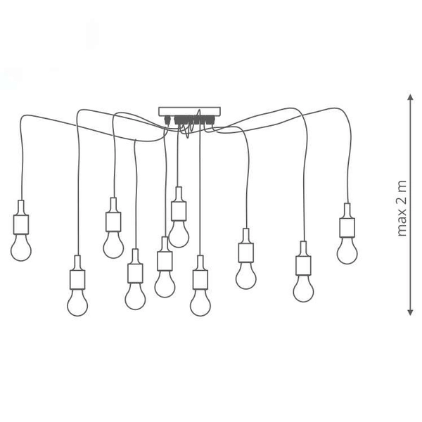LAMPA wisząca SOLETO LP-90082/10P Light Prestige metalowa OPRAWA industrialny ZWIS kable pająk czarny