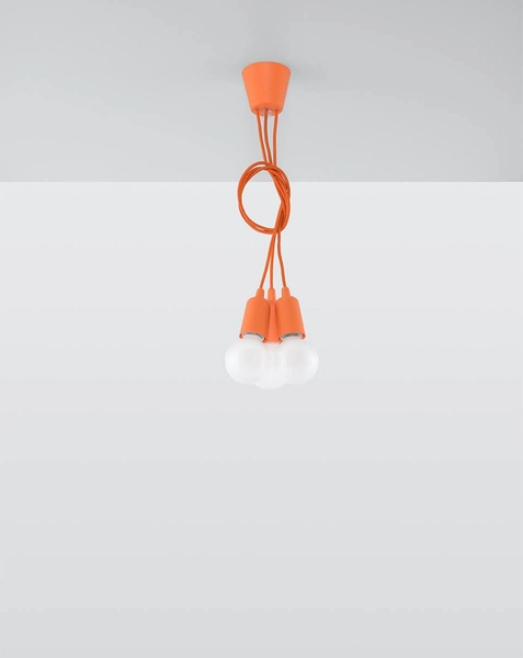 Wisząca LAMPA industrialna SL.0585 pająk OPRAWKA kable ZWIS przewody pomarańczowa