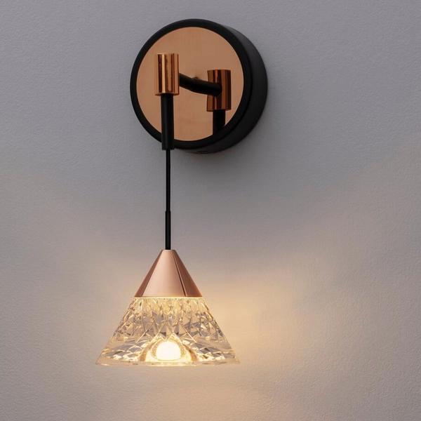 Kryształowy ścienny kinkiet GUAY LE44213 LED 7W 3000K stożek złoty czarny