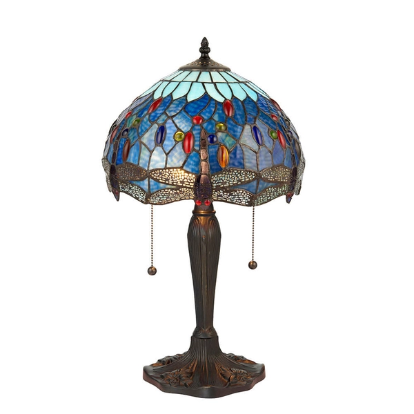 Stojąca lampka witrażowa Dragonfly 64090 Interiors Tiffany ważka kolorowy czarny