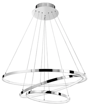 Srebrna lampa wisząca Lobos pierścienie LED 135W salonowe