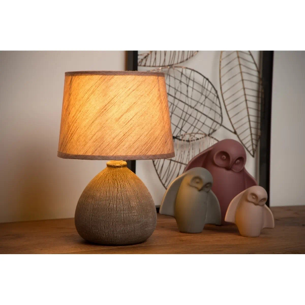 Skandynawska nocna lampka Ramzi 47506/81/43 tkanina ceramika brązowy