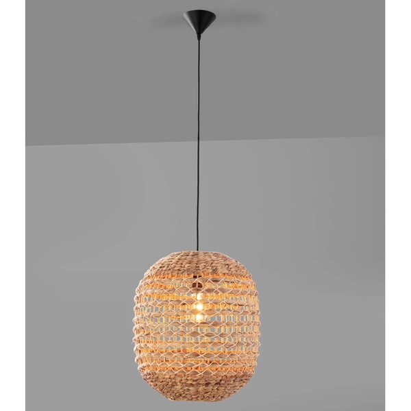 Lampa wisząca GUARDIA LE44578 owalna pleciona naturalna czarna