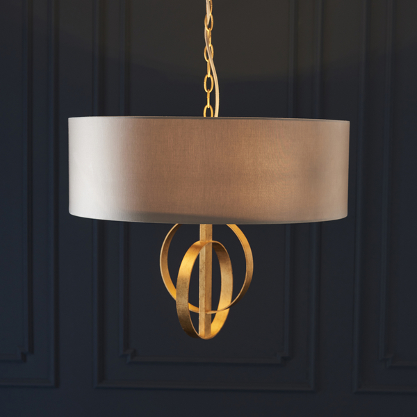 Salonowa lampa wisząca L&-195212 Light& okrągły abażur antyczne złoto
