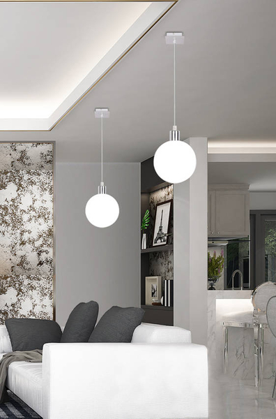 Lampa wisząca kula Oden 31-03287 Candellux regulowana chrom biała