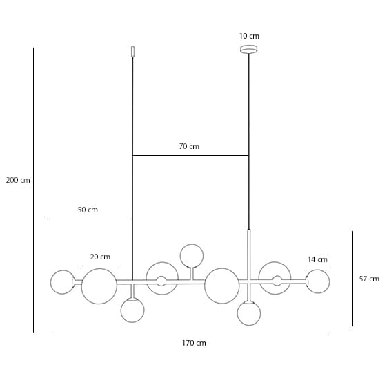 Podwieszana salonowa lampa Dione 1092N40 Aldex balls nad stół złota