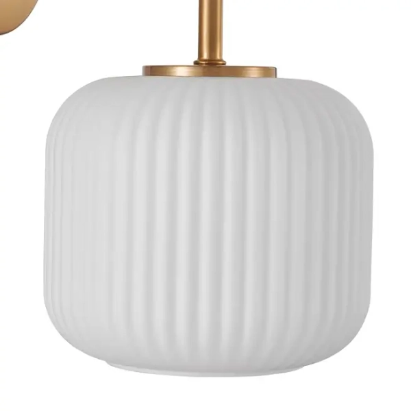 Szklany ścienny kinkiet do przedpokoju Fosse WL-408817-1-HBR-WH biały złoty