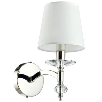 Klasyczna LAMPA ścienna VERONA W01360WH NI Cosmolight abażurowy kinkiet do sypialni z kryształkiem biały