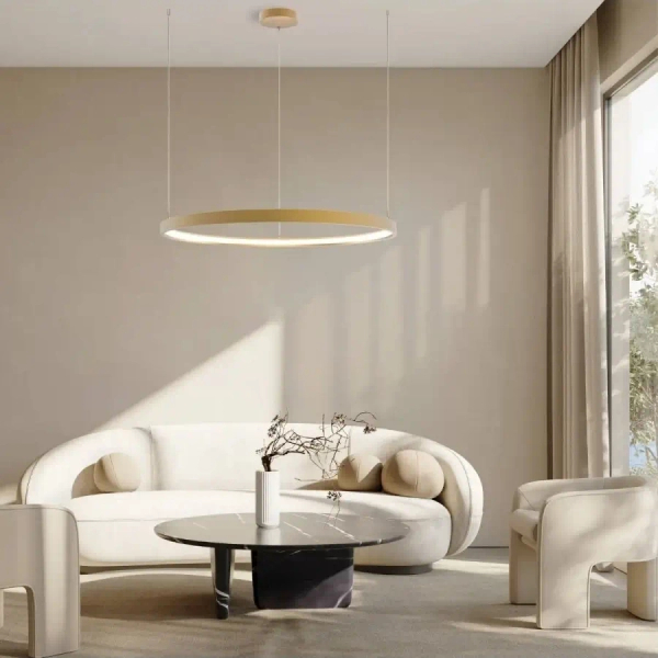 Do salonu ring lampa wisząca 23034 LED 45W 3000K nad kanapę złoty