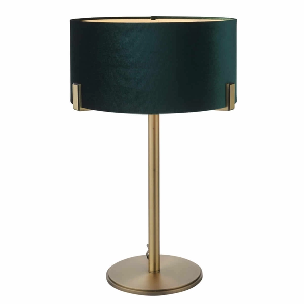 Abażurowa lampa stołowa Hayfield 95837 Endon do biura mosiądz zielona