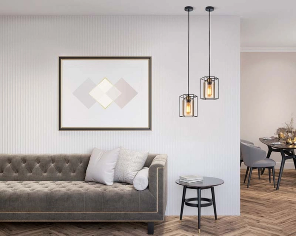 Industrialna lampa wisząca Kalula PND-78901-1-BK+AMB kuchenny zwis czarny bursztynowy