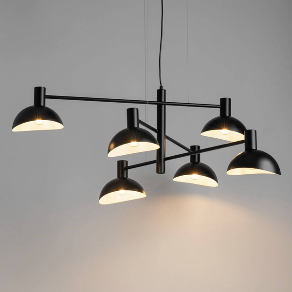 6-punktowa lampa wisząca Artis czarna industrial do pokoju