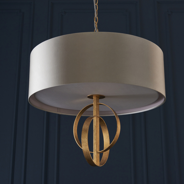 Salonowa lampa wisząca L&-195212 Light& okrągły abażur antyczne złoto