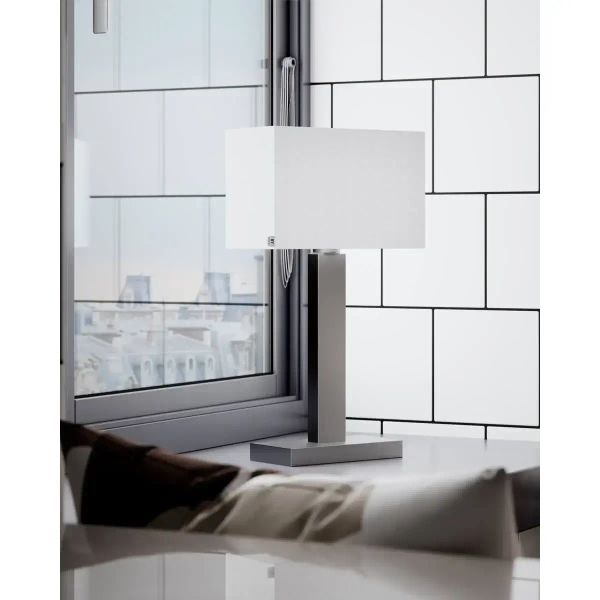 Nowoczesna stołowa lampa Prime 4002680-6524 prostokątna biała srebrna
