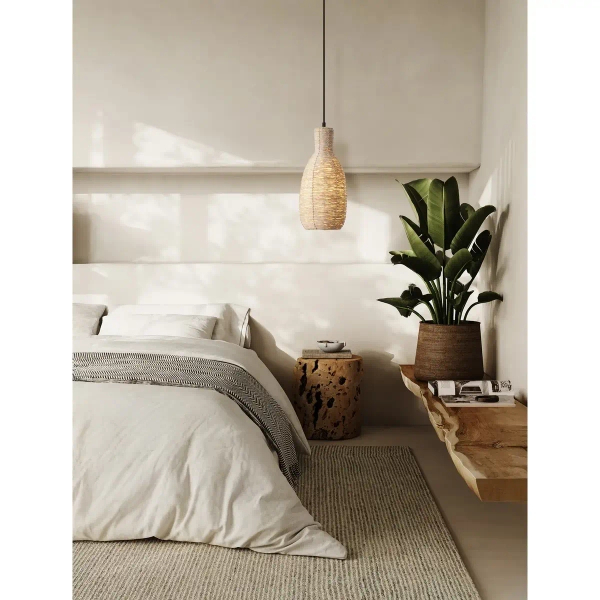 Wisząca lampa do salonu CASRELIO LE45377 boho sznurek naturalny