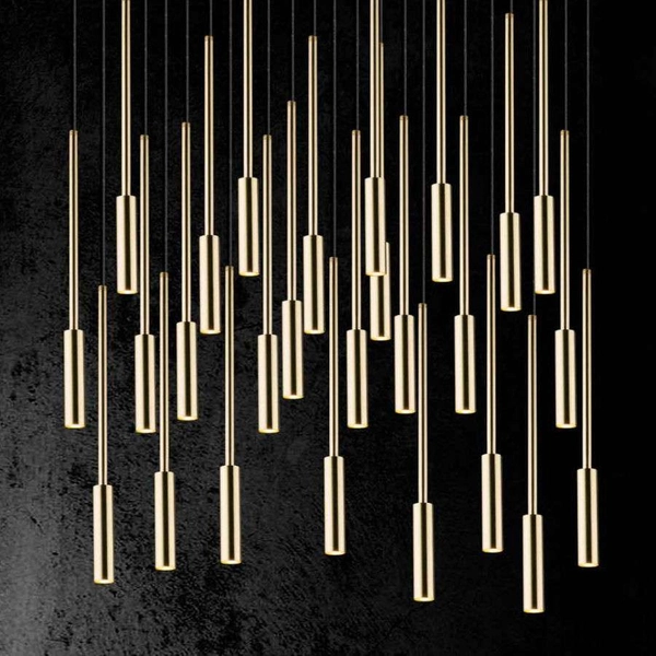 Okrągła lampa wisząca LARA 0660 metalowa tuba zwis sopel złoty