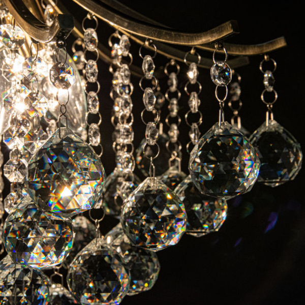 Glamour LAMPA sufitowa Wenecja 5191/4 21QG Elem metalowa OPRAWA z kryształkami mosiądz