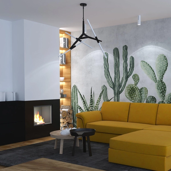 Lampa wisząca futurystyczna Sticks ST-1001-6 black Step do salonu czarna