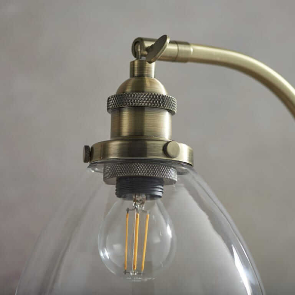 Stołowa lampka na biurko Hansen 77859 Hanson Endon szklana mosiądz