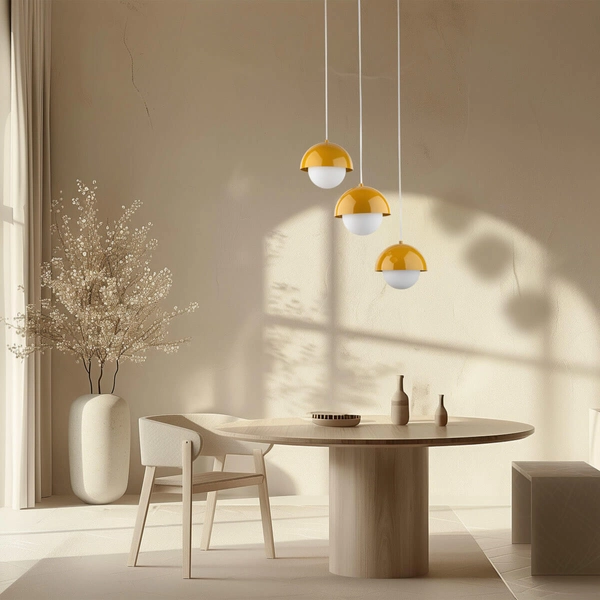 Lampa wisząca kaskadowa Bono 10266 bombki kopuła żółta biała