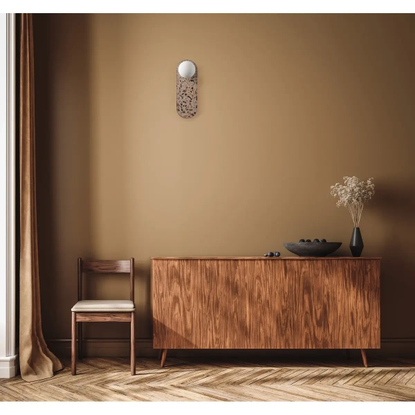 Ścienny kinkiet lastrykowy LEGRA 21404107 kula IP44 biała drewniana kremowa