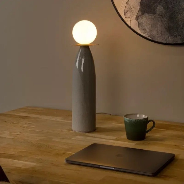 Lampa z porcelany stołowa Figaro 13544/45/36 Lucide szklana kula szara