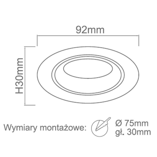 Sufitowy wpust FORO NERO OR83545 Orlicki regulowane oczko czarne