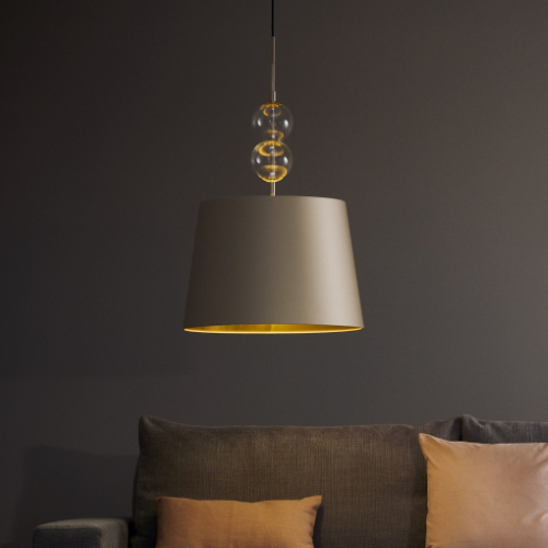 Szampańska lampa wisząca COCO 11105107 do jadalni nad stół abażur