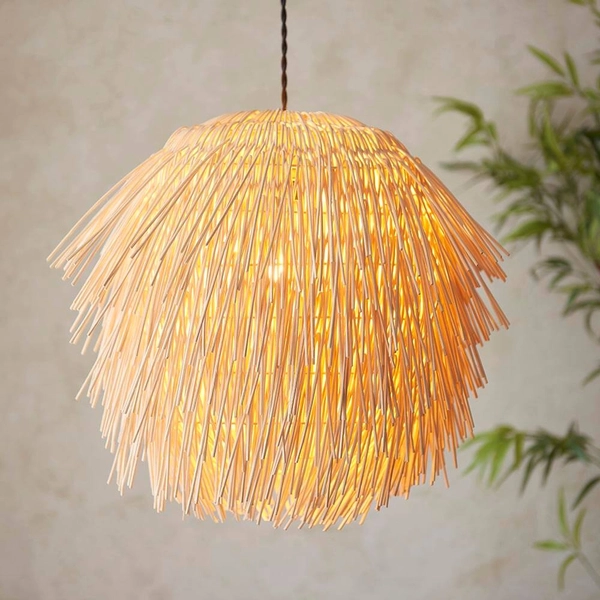 Rattanowa lampa wisząca Pushpa 109204 boho japandi beżowa