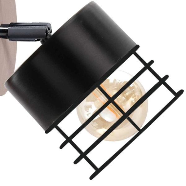 Loftowa LAMPA ścienna KET795 regulowana OPRAWA druciany kinkiet czarny drewno