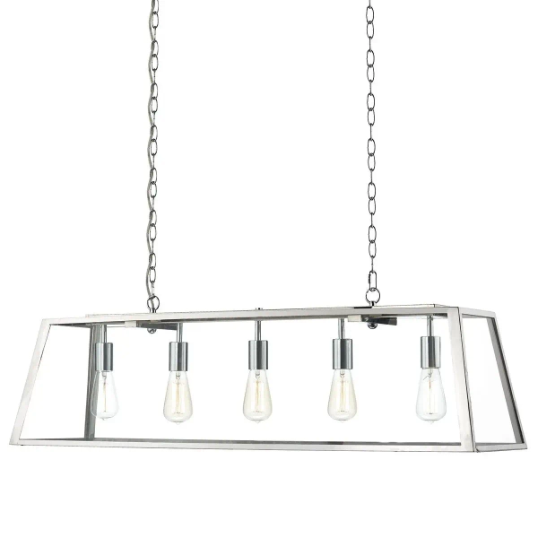 Szklana wisząca lampa Academy ACA0544 metalowa na łańcuchu srebrna