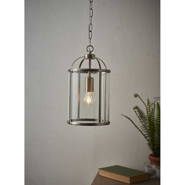 Metalowa lampa wisząca Lambeth 70323 Endon do pokoju srebrna przezroczysta