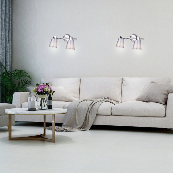 Ścienna lampa z regulowanymi kloszami Pin 92-70654 chrom biała